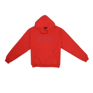 MENS COTTON EMB HOODIE KNIT RED